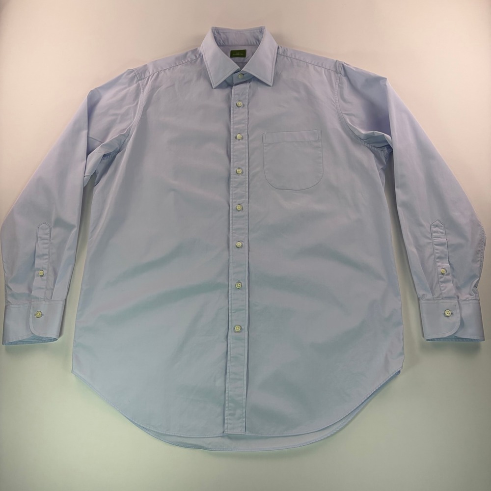 Sid Mashburn Cotton Button Down Dress Shirt Mens L Light Blue Spread Collar